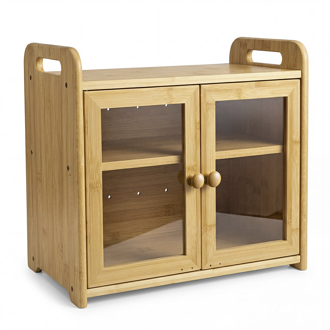 Toque Bread Bin 2 Tier Bamboo Bread Box Kitchen Counter Storage Container 20L-2072893581785436161