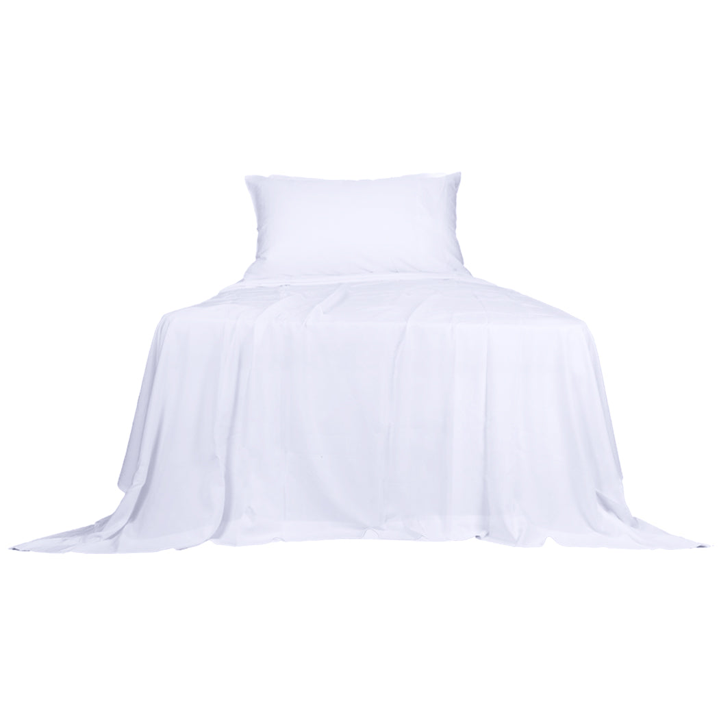 Dreamz 3pcs Sinigle Size 100% Bamboo Bed Sheet Set in White Colour Single-1864183185370386433