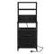 Levede Bedside Table with Charging Station LED Lights Black-2100034980859219969