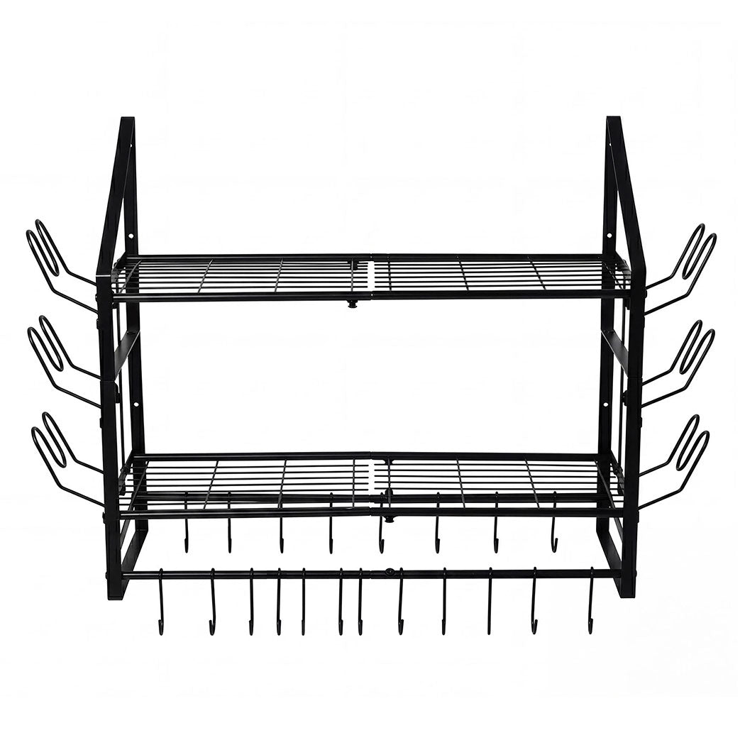 Toque Pot Rack Wall Mounted 2 Tier Hanging Cookware Organizer 20 Hooks Pan Rack-2072893580028022785