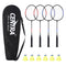 Centra Badminton Set 4 Rackets 6 Shuttles Nylon Aluminium Black Red Blue-2100035024576450561