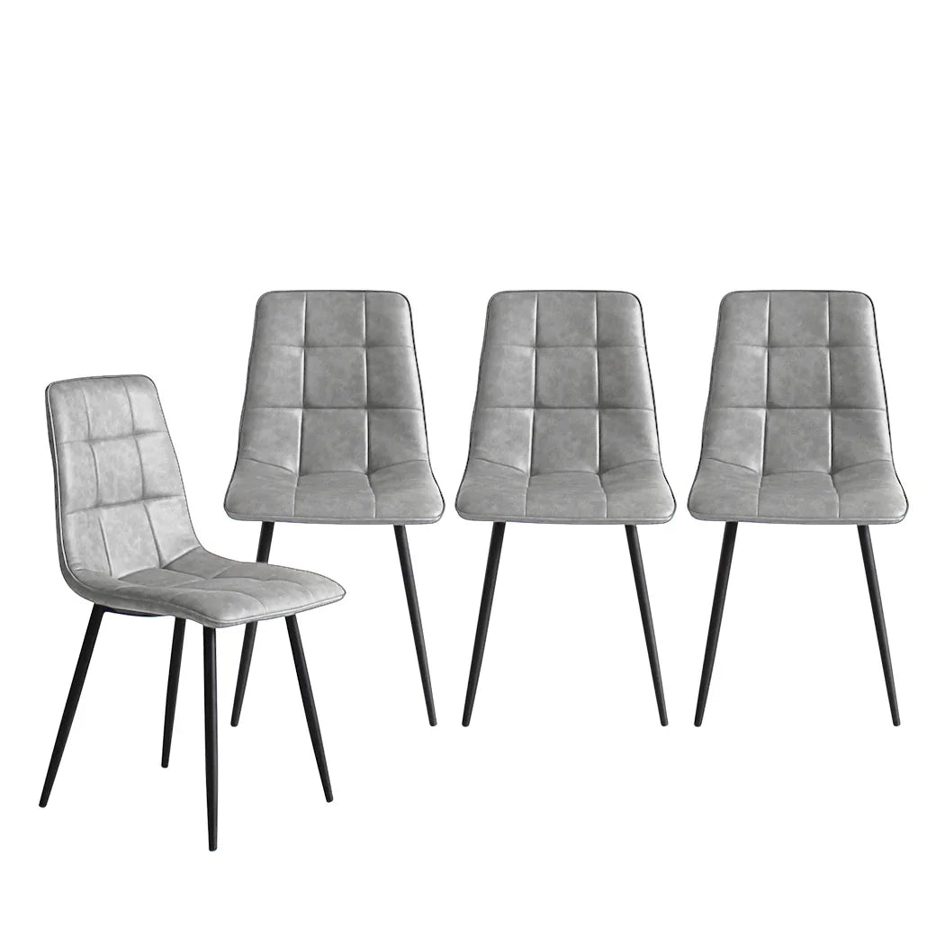 Levede 4x Dining Chairs Kitchen Chair Grey Faux Leather-2006733265016328193