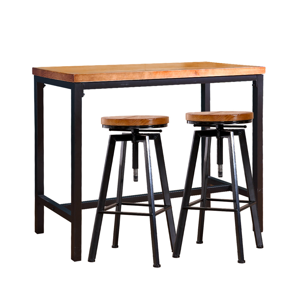 Levede 3pcs Bar Table Barstools Industrial-1910113235605000193
