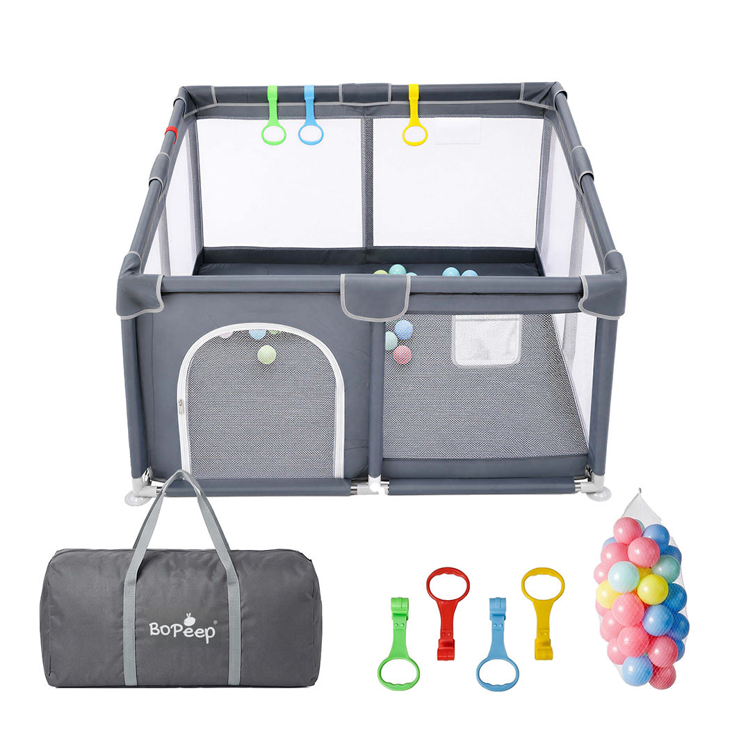 BoPeep Baby Playpen 127x127cm Playpen with Balls Meah 150D oxford Grey-2100034970482511873