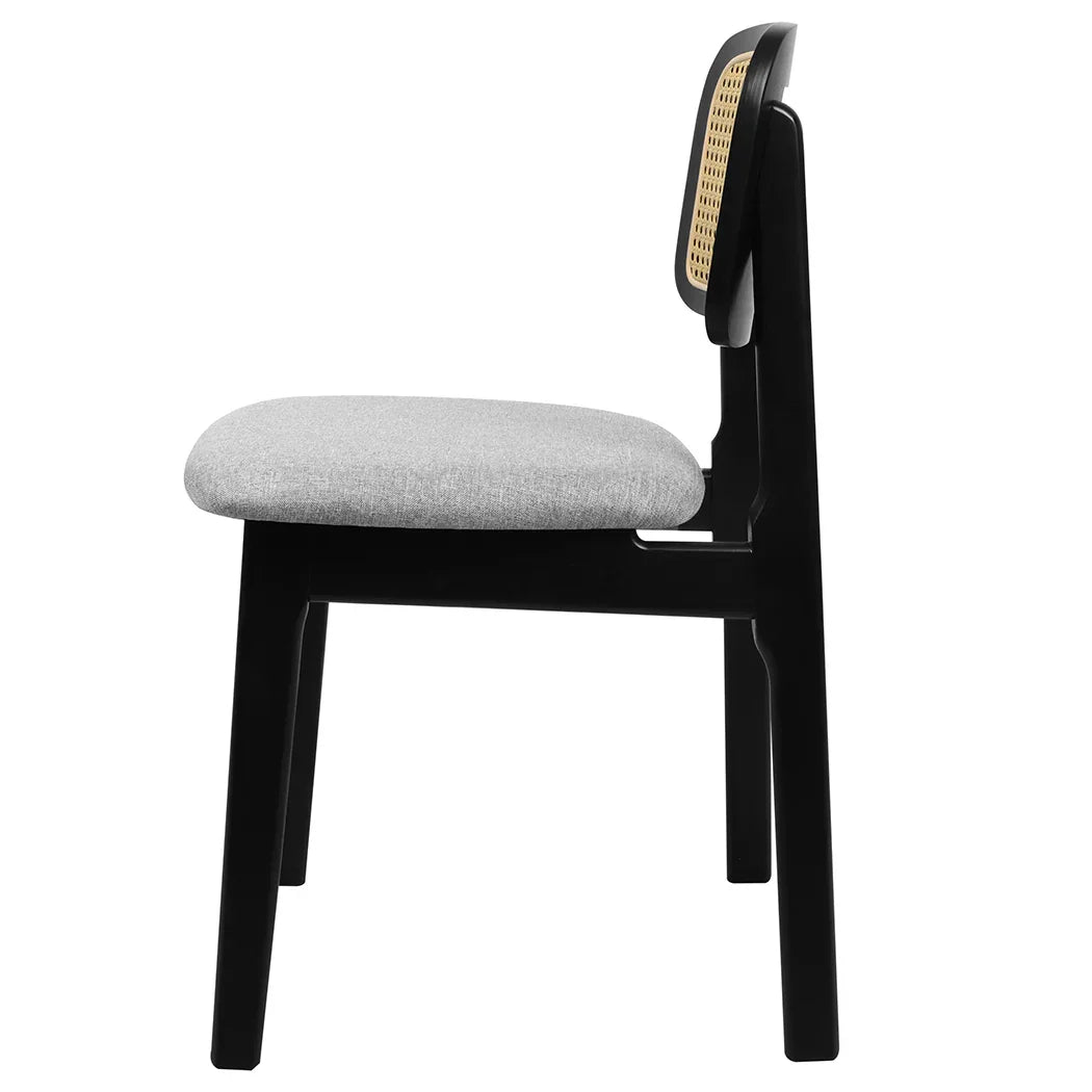 Levede Dining Chair Wood Rattan Armless Black x4-2006732736164925441