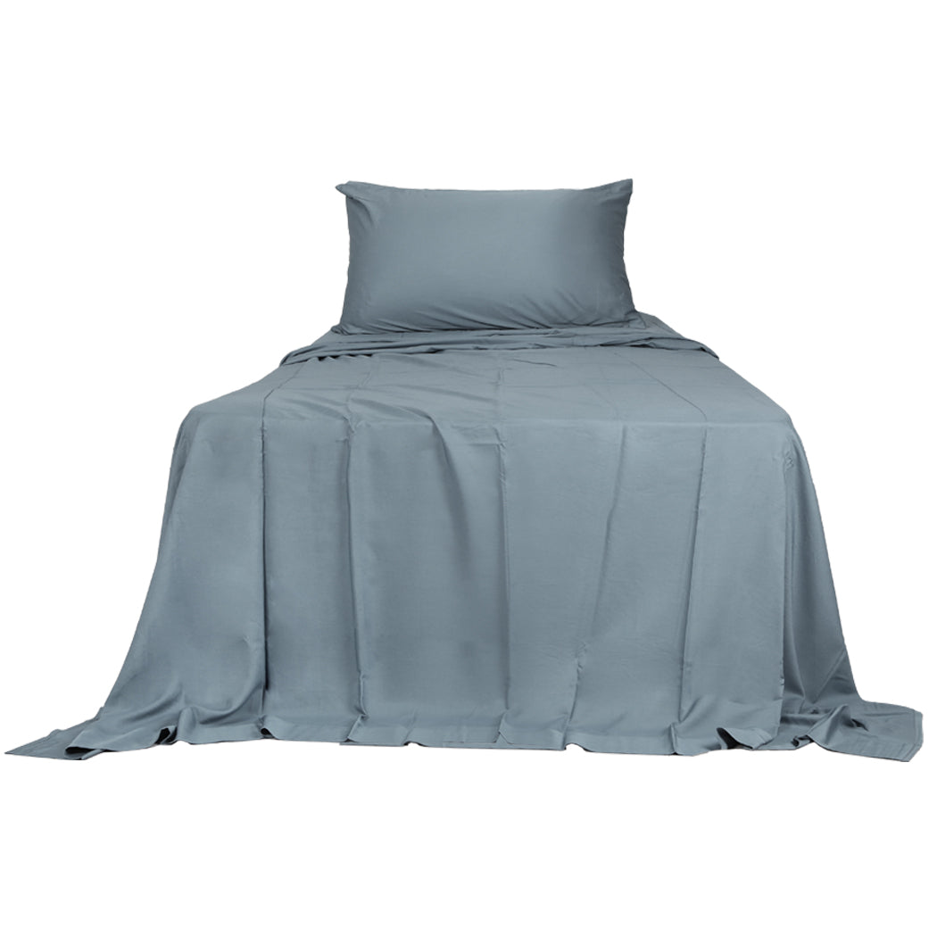 Dreamz 3pcs Sinigle Size 100% Bamboo Bed Sheet Set in Grey Colour Single-1864183185223585793