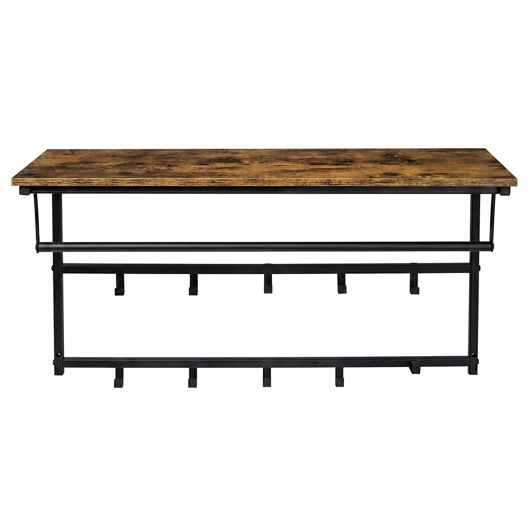Levede Floating Shelves 10kg Wall Shelf Hooks Coat Rack Metal Wood Black-2100034943223730177
