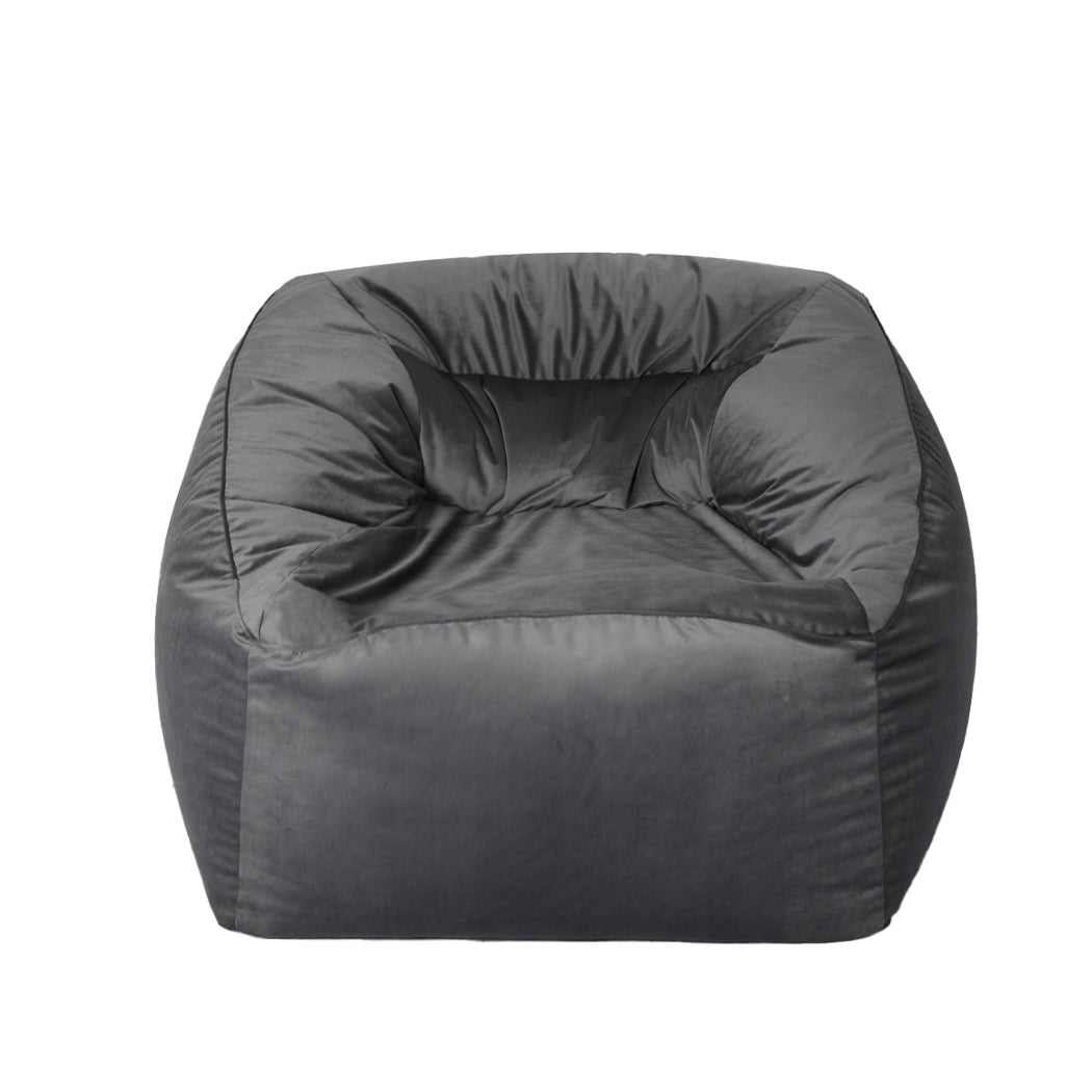 Marlow Bean Bag Chair Cover Soft Velvet Dark grey-1864183167263576065