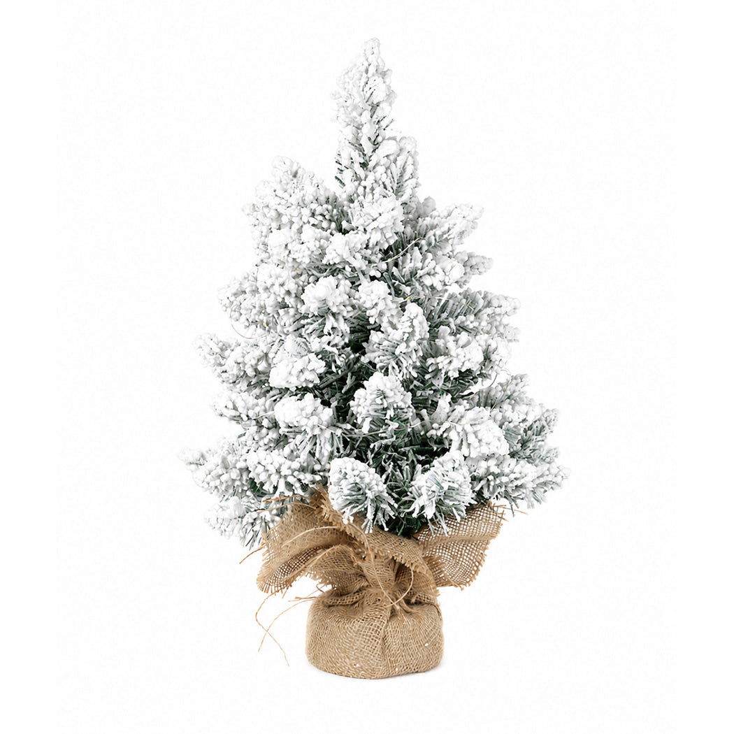Santaco Christmas Tree 49cm Mini Christmas Tree LED Lights Snow Flocked PVC-2100035037939503105