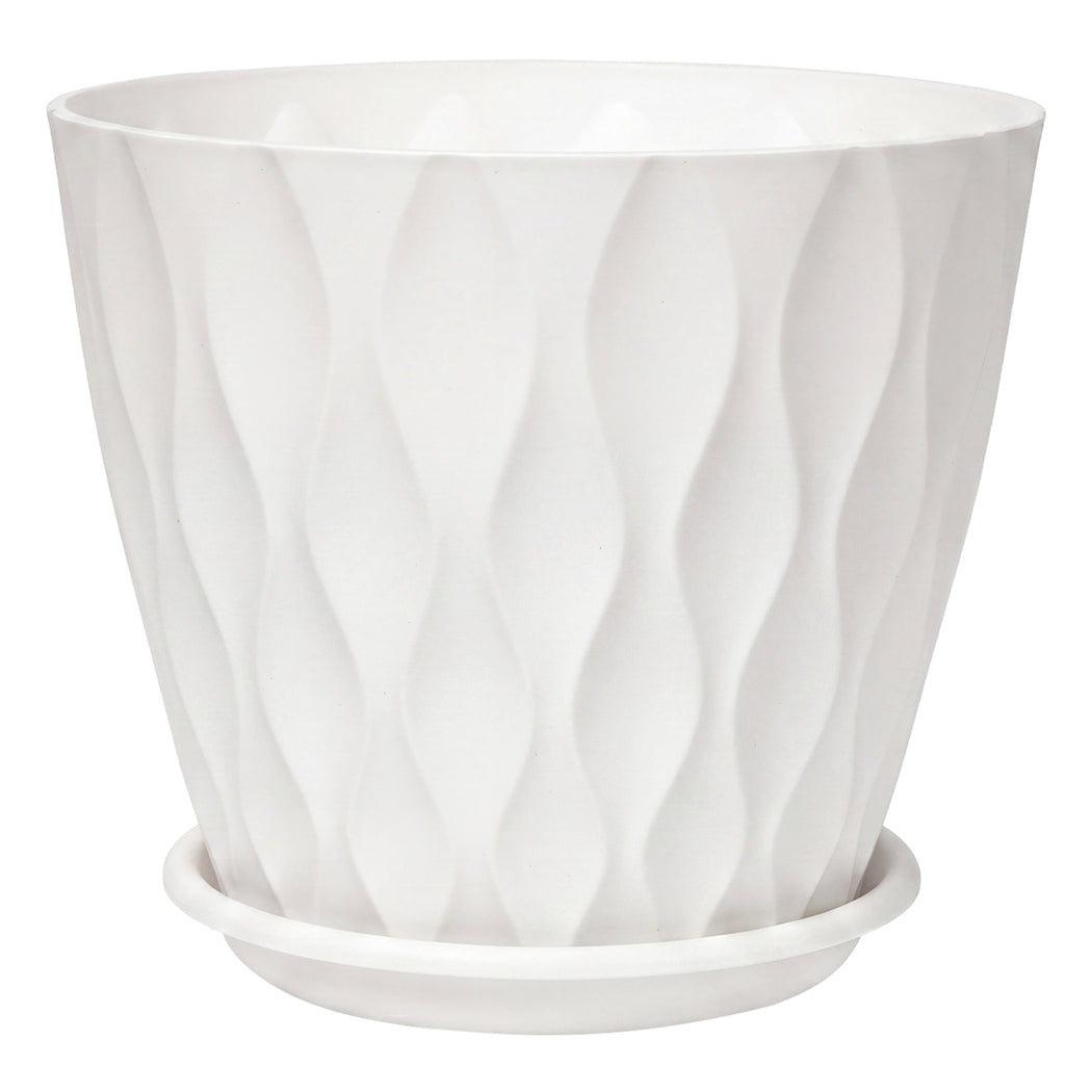 Toque Plant Pots 5 Pcs 8 Inchs Plastic Planter Pots with Drainage Saucers White-2072893580992712705