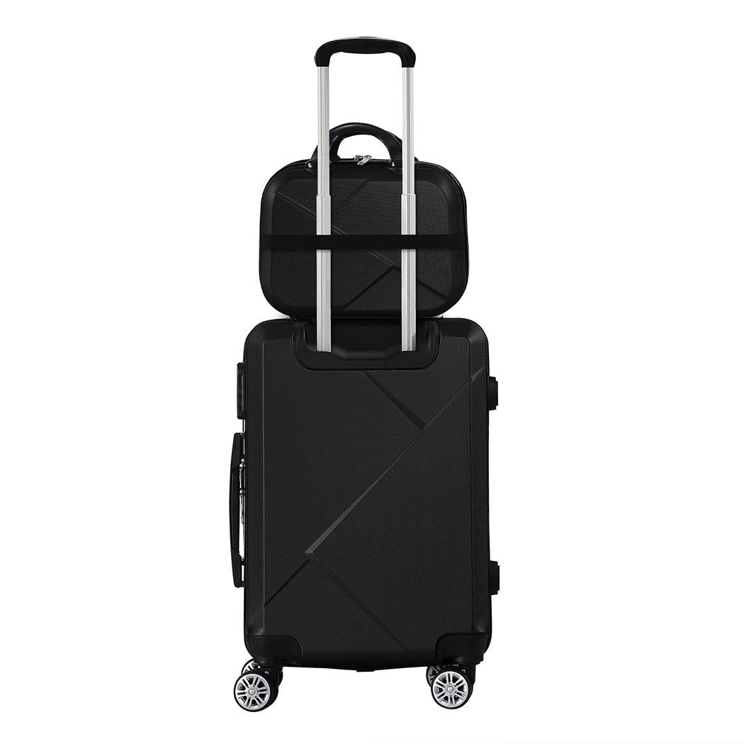 Slimbridge 2pcs 20"Travel Luggage Set Black-1864184360790528001