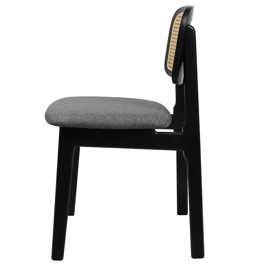 Levede 2x Dining Chair Wood Rattan Armless Black