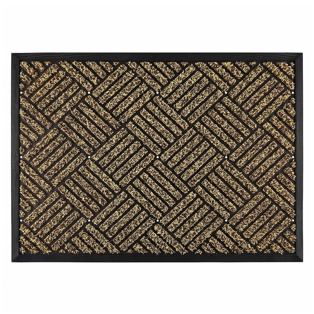 Marlow Front Door Mat 60x90cm Thickened Non Slip Grass Scrape Garden Brown-2109799593305378818