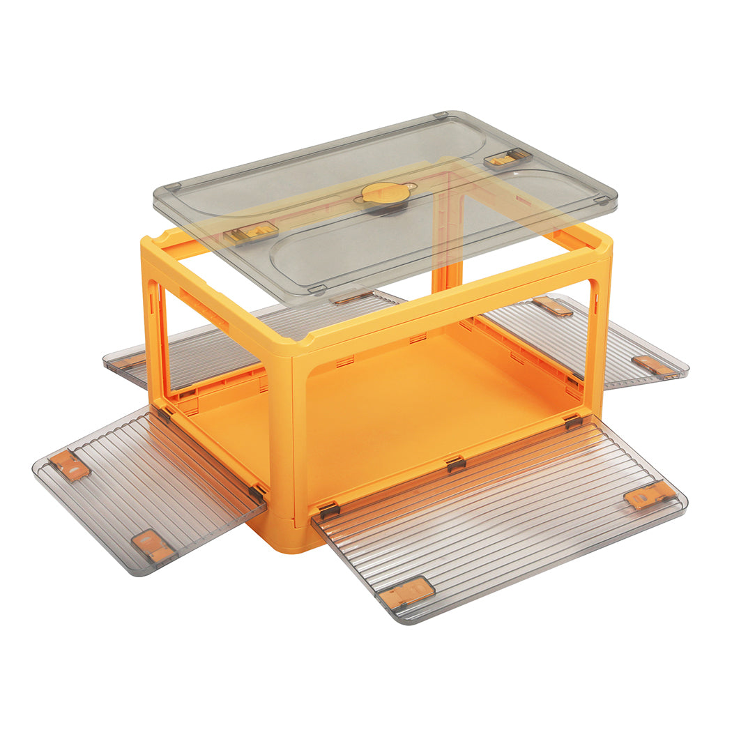 124L Storage Box Stackable Clothes Container L Orange Large-2006733025735479297