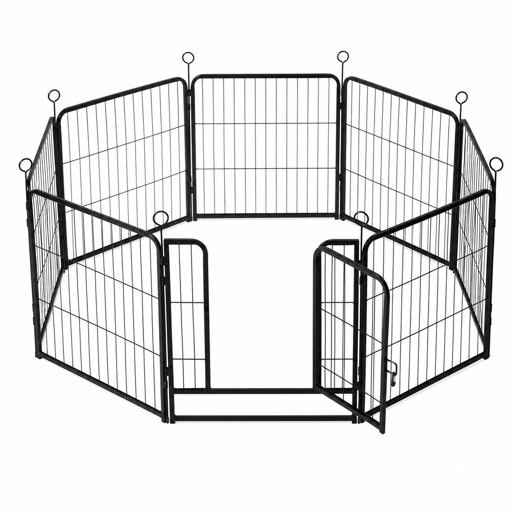 Pawz Dog Playpen 8-Panel Metal Dog Pen Tool-Free Foldable Puppy Crate Black-2100034989147164673