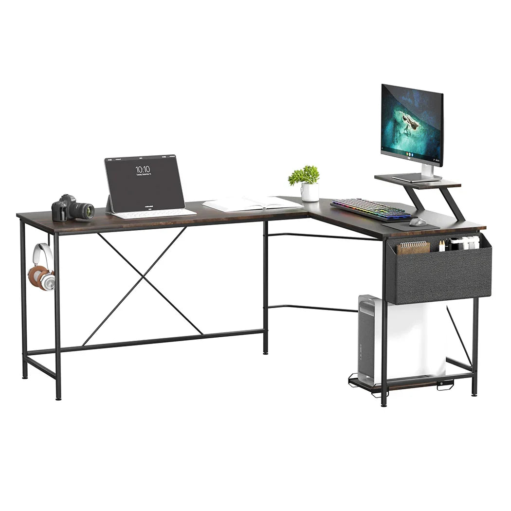 Levede Computer Desk Corner Desk Brown-2006732838480777217