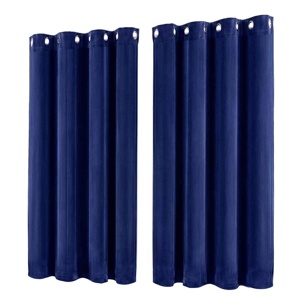 Marlow Velvet Blackout Curtains 2-Panel Room Darkening Eyelet Curtains 132x160cm-2072893566673358849