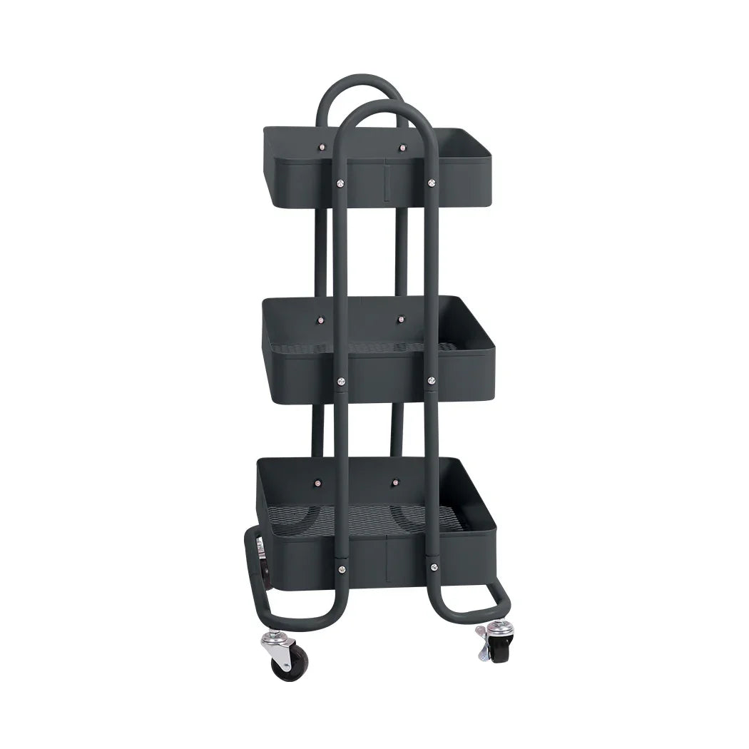 Levede 3 Tiers Kitchen Trolley Cart Grey-2018816738329759745