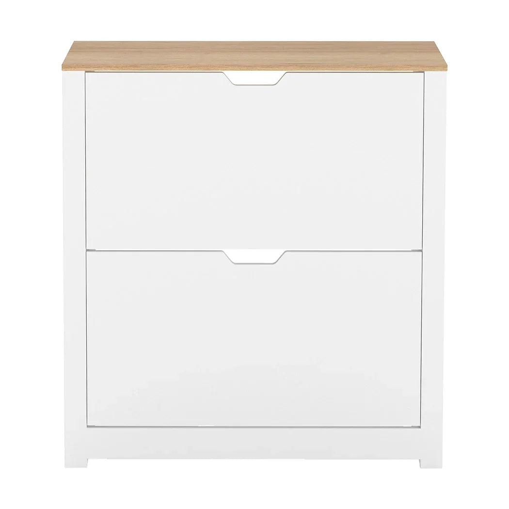 Levede Narrow Shoe Cabinet Organiser Storage Rack Flip-up Drawer 12 Pairs White-2050056773427138561
