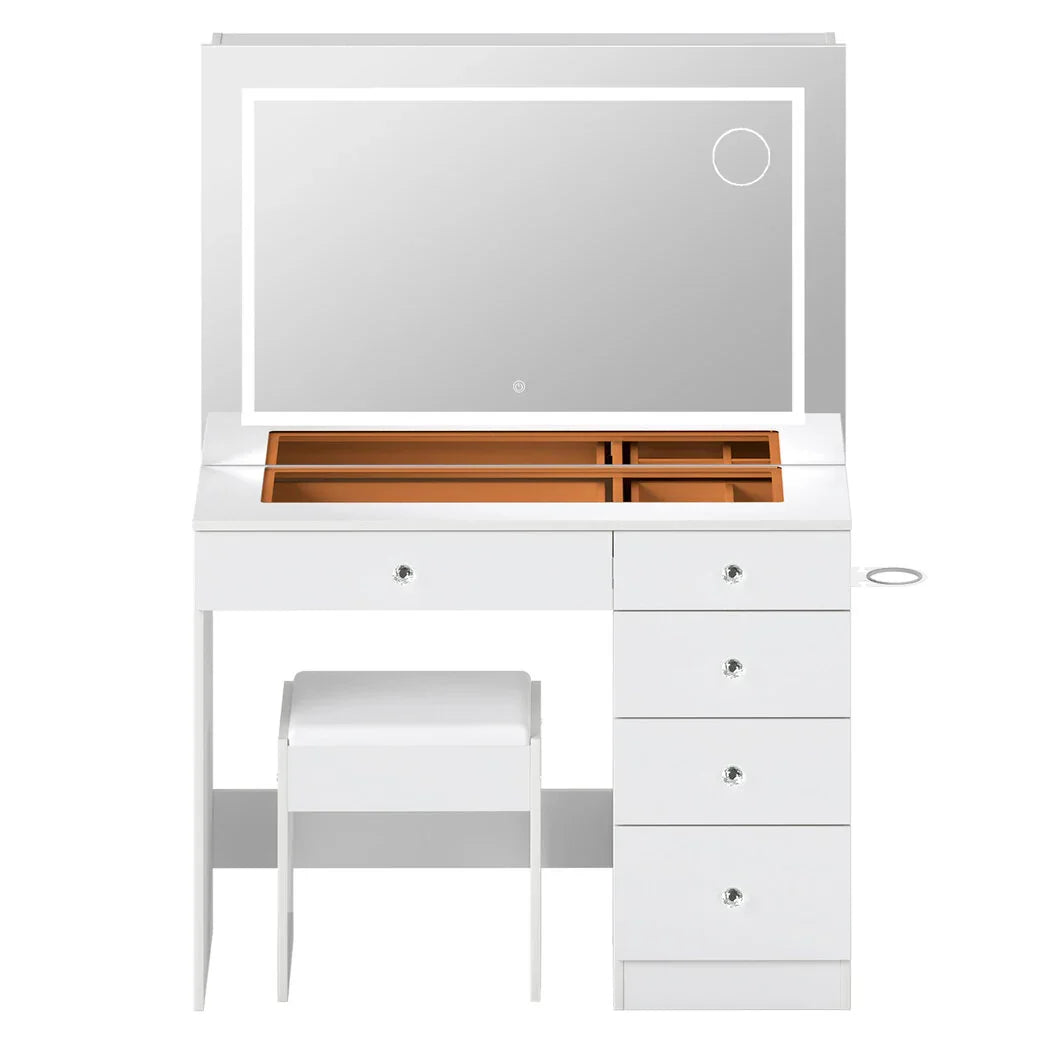 Levede Dressing Table LED Makeup Mirror Stool Set Vanity Desk 5 Storage Drawer-2050056769404801025