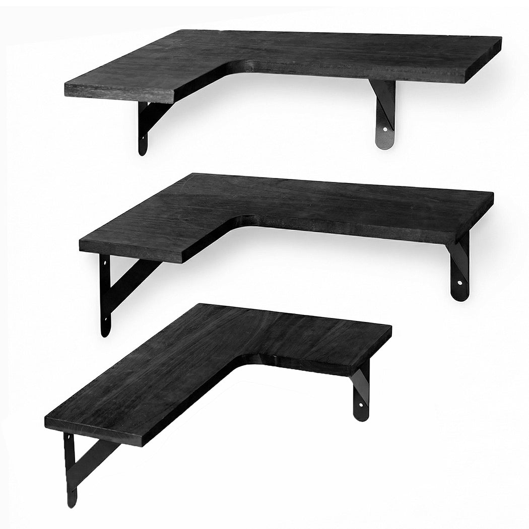 Levede Corner Floating Shelves 3Pcs L-Shaped Wall-Mounted Living Room Storage-2061251868692189185