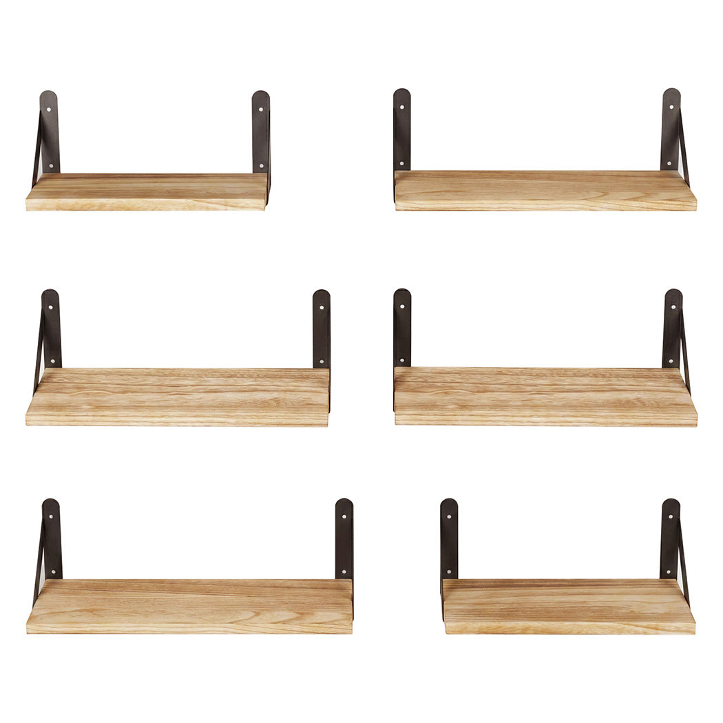 Levede Floating Wall Shelves 6 Pcs Wall Mounted Display Bookshelf Rack Kitchen-2050059024132608001