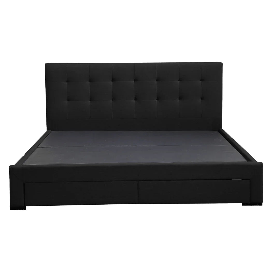 Levede Queen Bed Frame Fabric Tufted Dark Grey-2006733223215894529