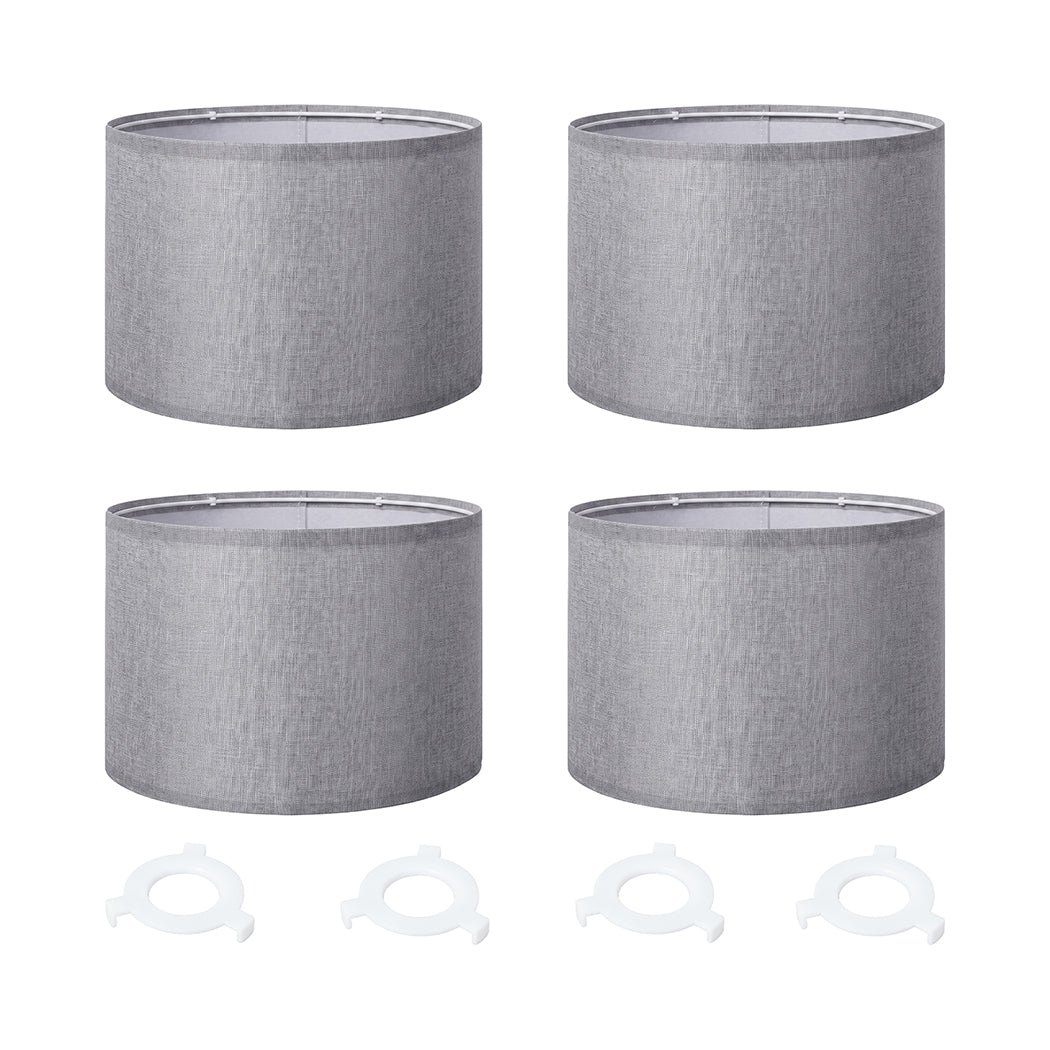 Emitto Lamp Shade 4pc Linen Drum E26 E27 with E14 Rings for Home Decor Grey-2109799596530798594