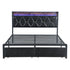 Levede Queen Metal Bed Frame LED Lights 2 Drawers