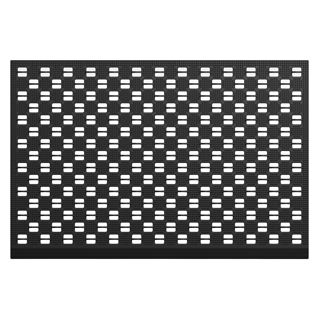 Marlow Front Door Mat 90x60cm TPE Raised Wave Drainage for Entrance Black-2109799592311328770
