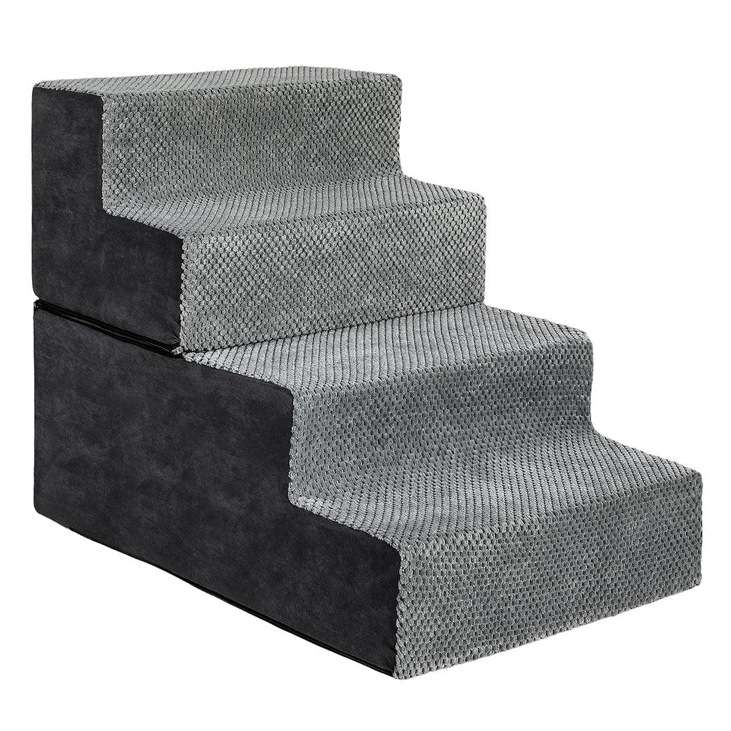 Pawz 4 Steps Pet Stairs Dog Ramp High Density Foam Grey-2006732767437656065