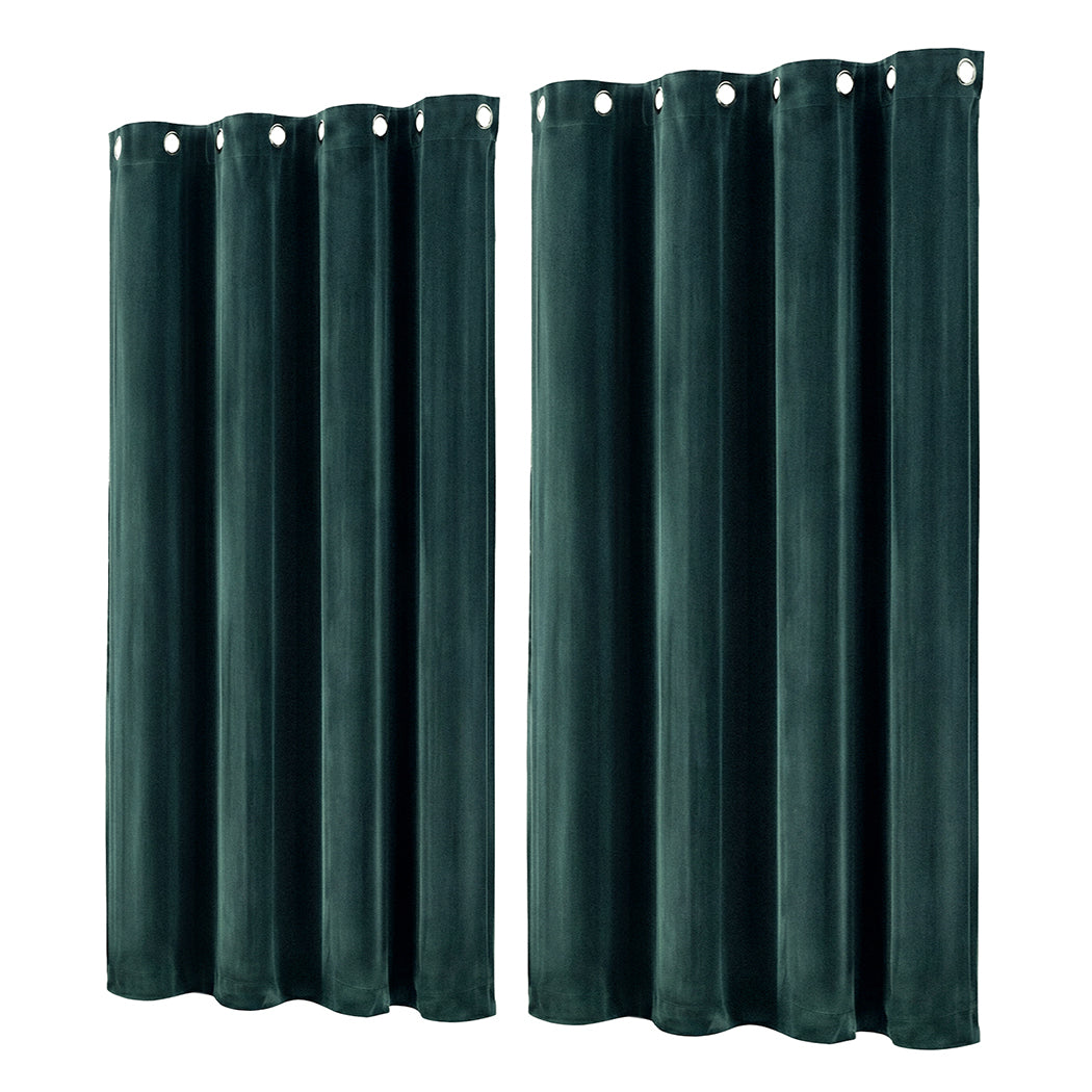 Marlow Blackout Curtains 2 Panels Velvet Room Darkening Eyelet Curtains Green-2072893568179113985