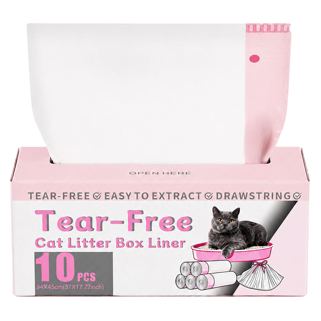Pawz Cat Litter Bags 30 Pcs 94 x 45cm Drawstring 10kg HDPE White Pink-2100034991026212865
