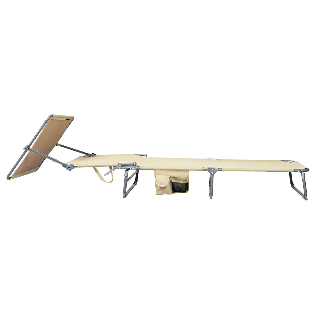Levede Foldable Lounge Chairs with Canopy Khaki-1910112248655908865