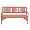 Levede 3 Seater Garden Bench Eucalyptus Wood Outdoor Patio Backrest Red Brown-2100034983359025153