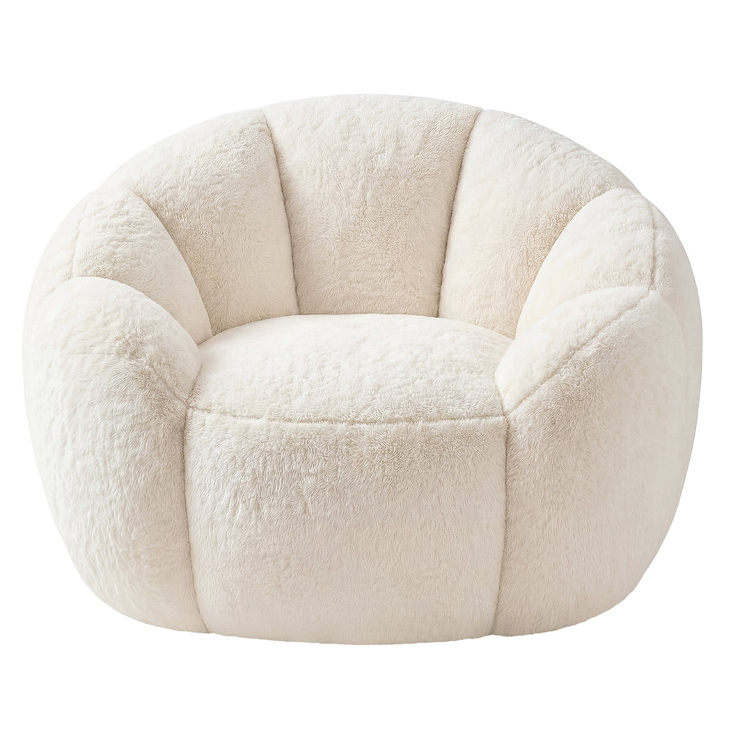 Levede Bean Bag Chair Faux Rabbit Fur Floral Shaped Reading Sofa Chair White-2109799585139068930