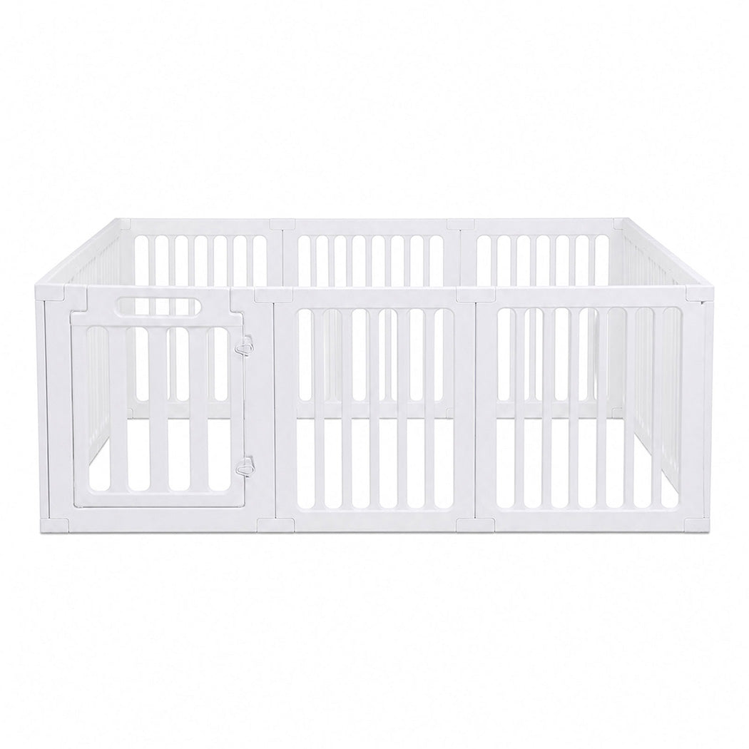 BoPeep Large Baby Playpen HDPE Safety Fence with 36 Suction Cups Indoor White-2100034971078103041