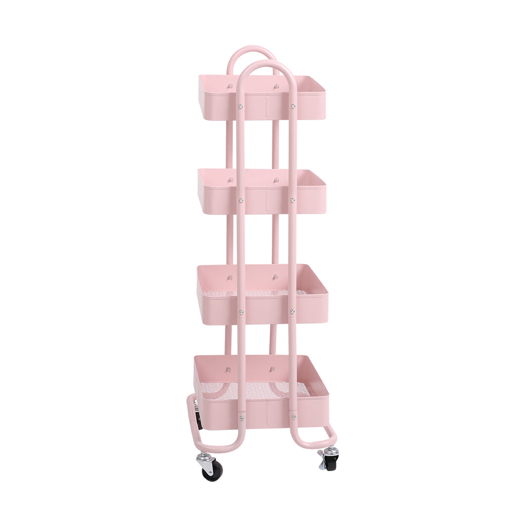 Levede 4 Tiers Kitchen Trolley Cart Pink-2018816727307128833