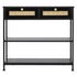 Levede Console Table with Drawers 3-Tier Slim Hallway Table 80cm Entryway Black-2109799589392093186