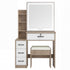 Levede Dressing Table Vanity Stool Set Sliding LED Mirror Makeup Storage Shelves Natural-2072893560272850945