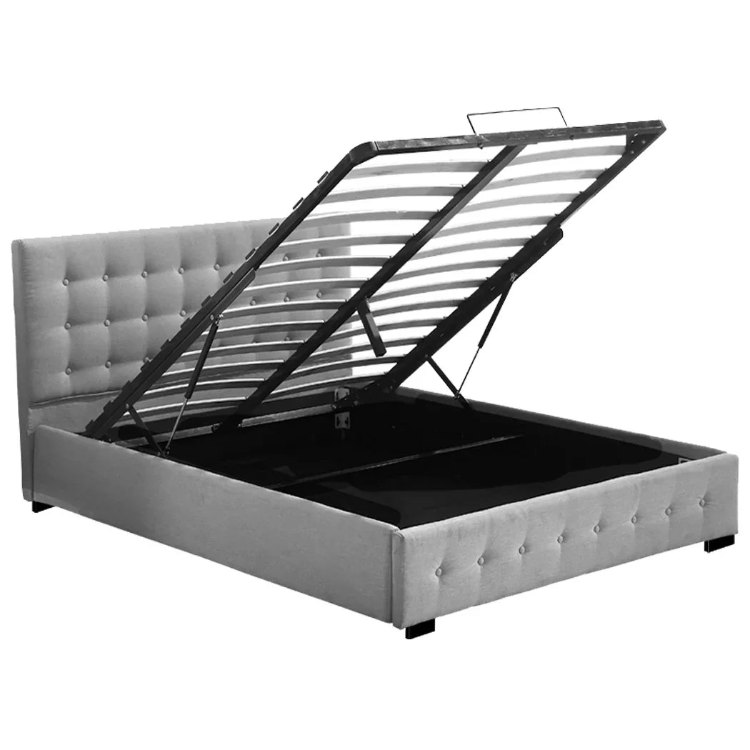 Levede Queen Bed Frame Fabric Tufted Grey-2006733223052316673