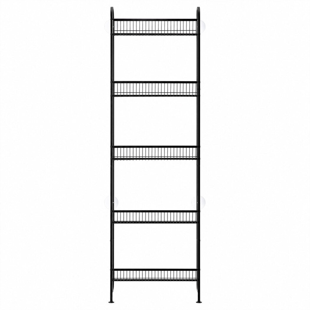 Levede Slim Storage Rack Kitchen Organiser Wall Mounted Metal Shelf Black-2072893555600396289