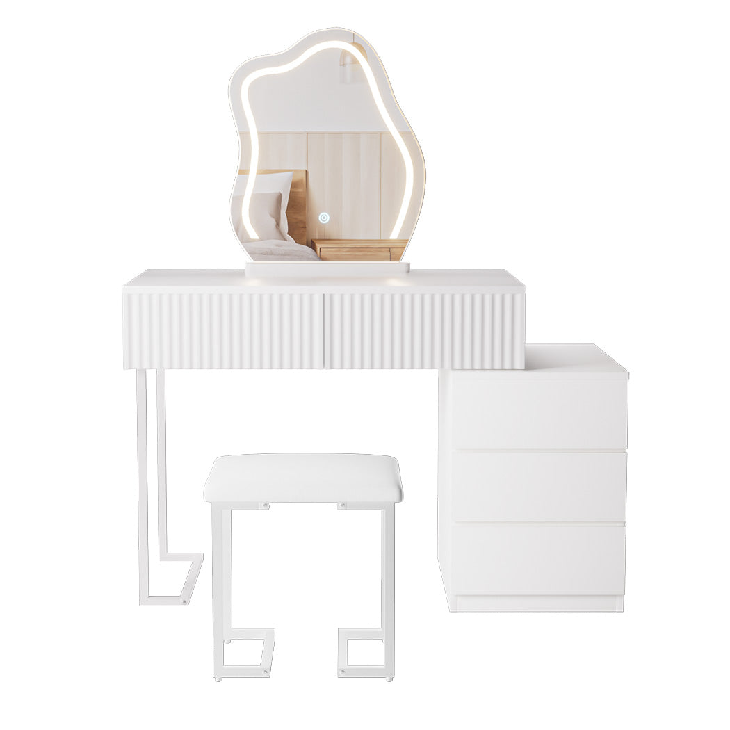 Levede Dressing Table Stool Set with Mirror Led-1894516789329661953