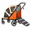 PaWz Dog Stroller Pet Pram Fold Shock Absorbing Wheels Outdoor Travel Orange-2100034992682962945