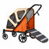 PaWz Dog Stroller Pet Pram Fold Shock Absorbing Wheels Outdoor Travel Orange-2100034992682962945