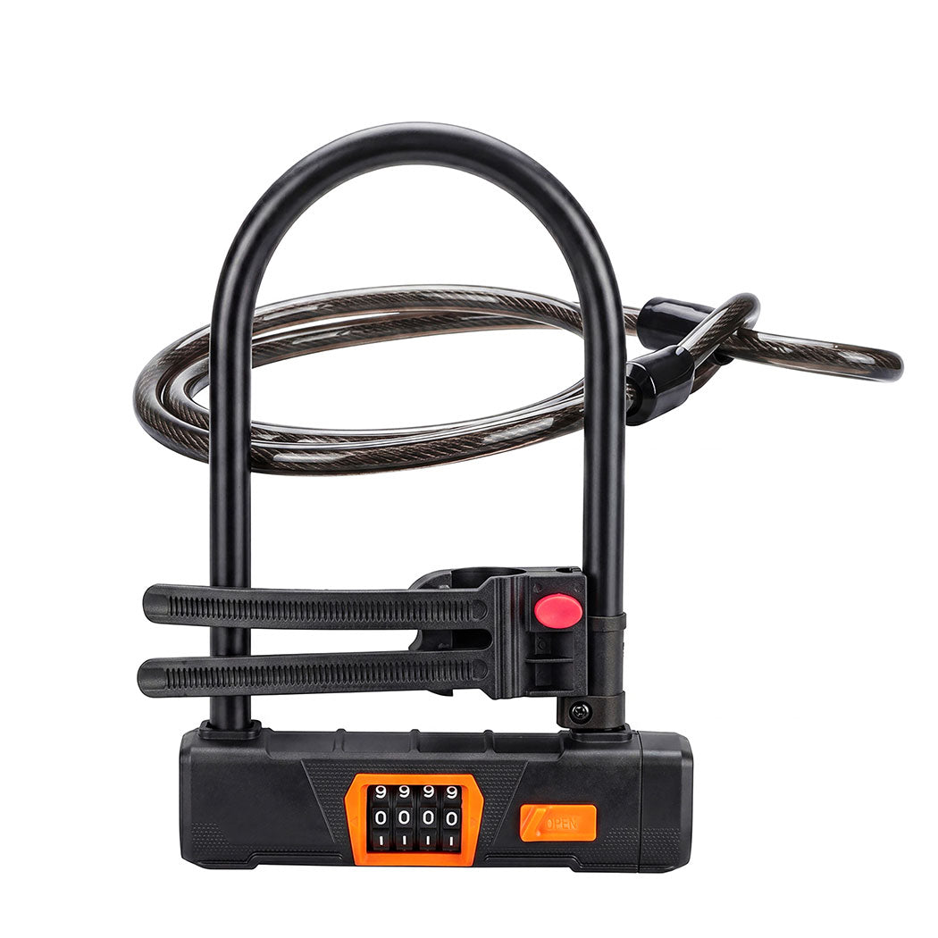 Bike Lock 4 Digit Combination Bicycle D Lock Security Cable Anti Theft Scooter-2072893582364250113