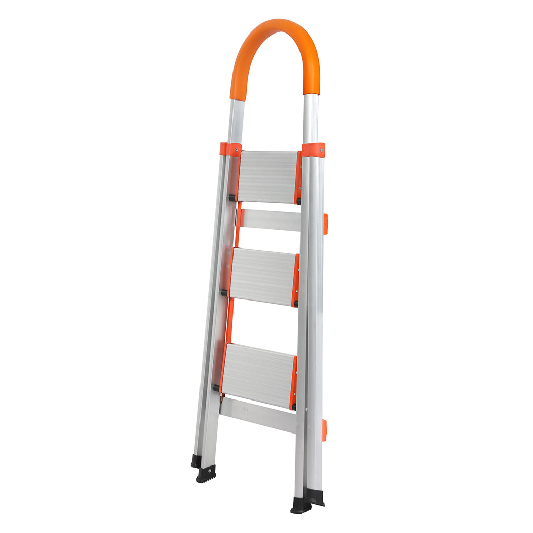 Traderight 3 Step Ladder Folding Aluminium-1864184279626551297