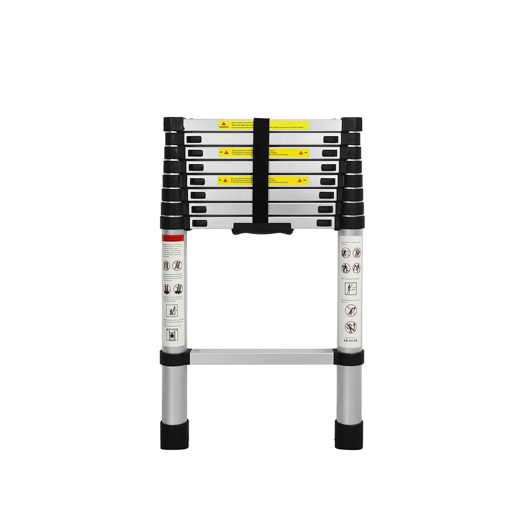 Traderight Multipurpose Ladder Telescopic 2.6M Silver 2.6 Meter-2006733178592694273