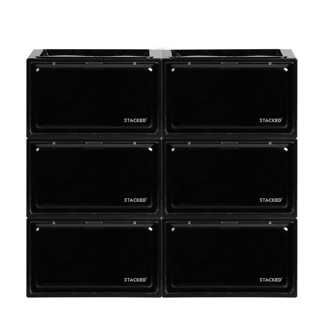 Stacked Shoe Box Acrylic Sneaker Display 6PC Black-1973193709575081985