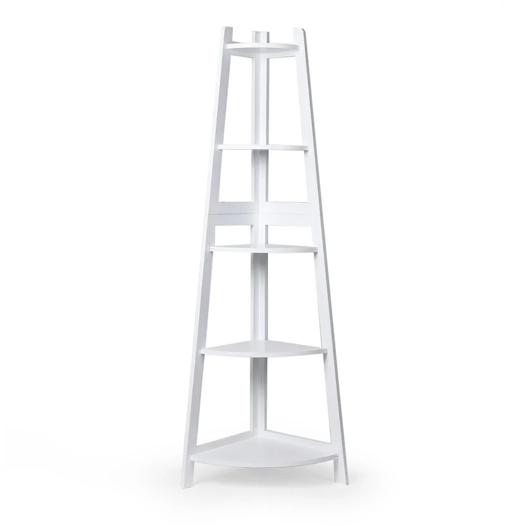 Levede 5 Tier Corner Shelf Wooden Storage White-2018816791236710401